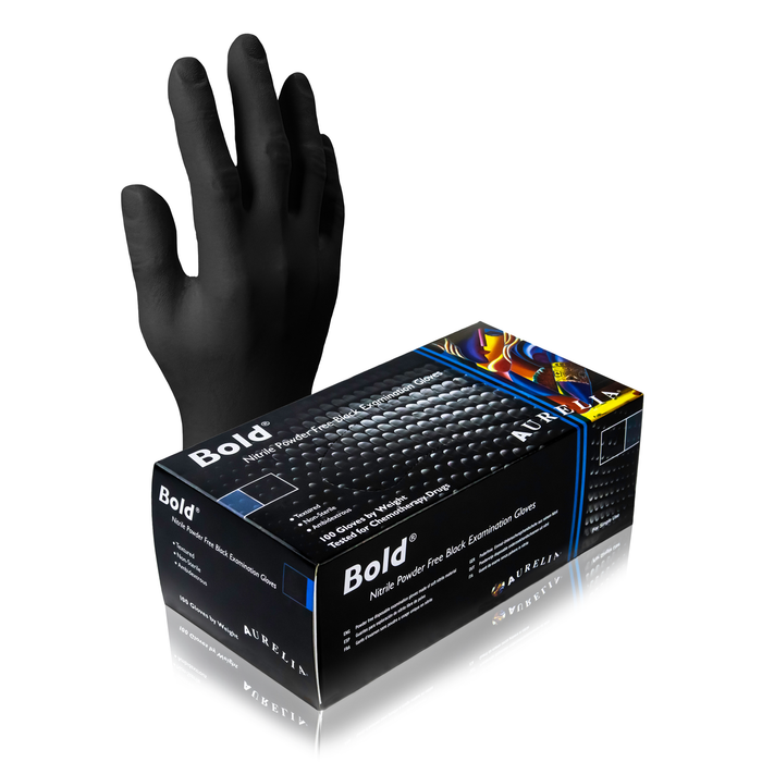 Gants nitrile noirs AURELIA BOLD en boîte, pour professionnels et mécaniciens